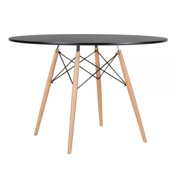 Mesa redonda Eames 120 cm + 4 cadeiras Eiffel DAW Mesa preto com cadeiras preto