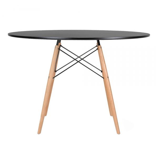 Mesa redonda Eames 120 cm + 4 cadeiras Eiffel DAW Mesa preto com cadeiras preto