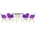 Mesa redonda Eames 120 cm + 4 cadeiras Eiffel DAW Mesa preto com cadeiras roxo