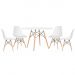Mesa redonda Eames 120 cm + 4 cadeiras Eiffel DSW Mesa branco com cadeiras branco