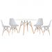 Mesa redonda Eames 120 cm + 4 cadeiras Eiffel DSW Mesa branco com cadeiras cinza claro