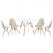 Mesa redonda Eames 120 cm + 4 cadeiras Eiffel DSW Mesa branco com cadeiras nude