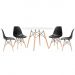 Mesa redonda Eames 120 cm + 4 cadeiras Eiffel DSW Mesa branco com cadeiras preto