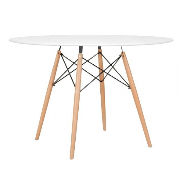Mesa redonda Eames 120 cm + 4 cadeiras Eiffel DSW Mesa branco com cadeiras turquesa
