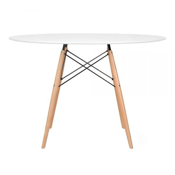 Mesa redonda Eames 120 cm + 4 cadeiras Eiffel DSW Mesa branco com cadeiras turquesa