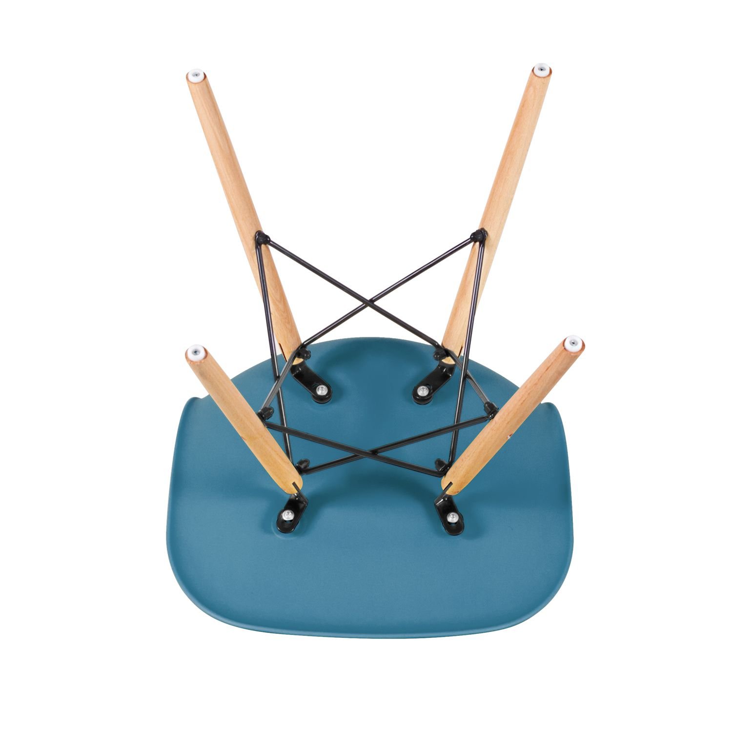 Mesa redonda Eames 120 cm + 4 cadeiras Eiffel DSW Mesa branco com cadeiras turquesa