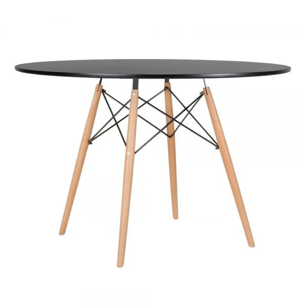 Mesa redonda Eames 120 cm + 4 cadeiras Eiffel DSW Mesa preto com cadeiras amarelo