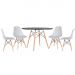 Mesa redonda Eames 120 cm + 4 cadeiras Eiffel DSW Mesa preto com cadeiras cinza claro