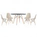 Mesa redonda Eames 120 cm + 4 cadeiras Eiffel DSW Mesa preto com cadeiras nude