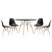 Mesa redonda Eames 120 cm + 4 cadeiras Eiffel DSW Mesa preto com cadeiras preto