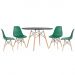 Mesa redonda Eames 120 cm + 4 cadeiras Eiffel DSW Mesa preto com cadeiras verde escuro