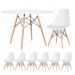 Mesa redonda Eames 120 cm + 6 cadeiras Eiffel DSW Mesa branco com cadeiras branco