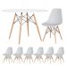 Mesa redonda Eames 120 cm + 6 cadeiras Eiffel DSW Mesa branco com cadeiras cinza claro