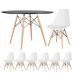 Mesa redonda Eames 120 cm + 6 cadeiras Eiffel DSW Mesa preto com cadeiras branco