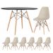 Mesa redonda Eames 120 cm + 6 cadeiras Eiffel DSW Mesa preto com cadeiras nude