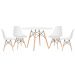 Mesa redonda Eames 120 cm branco + 4 cadeiras Eiffel DSW Branco