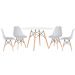 Mesa redonda Eames 120 cm branco + 4 cadeiras Eiffel DSW Cinza claro