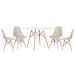 Mesa redonda Eames 120 cm branco + 4 cadeiras Eiffel DSW Nude