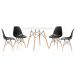 Mesa redonda Eames 120 cm branco + 4 cadeiras Eiffel DSW Preto