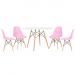Mesa redonda Eames 120 cm branco + 4 cadeiras Eiffel DSW Rosa claro