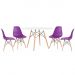 Mesa redonda Eames 120 cm branco + 4 cadeiras Eiffel DSW Roxo