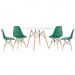 Mesa redonda Eames 120 cm branco + 4 cadeiras Eiffel DSW Verde escuro