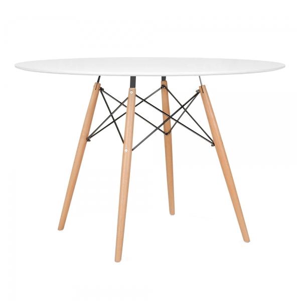 Mesa redonda Eames 120 cm branco + 6 cadeiras Eiffel DSW Azul claro