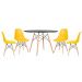 Mesa redonda Eames 120 cm preto + 4 cadeiras Eiffel DSW Amarelo