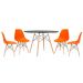 Mesa redonda Eames 120 cm preto + 4 cadeiras Eiffel DSW Laranja