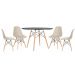Mesa redonda Eames 120 cm preto + 4 cadeiras Eiffel DSW Nude
