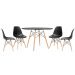 Mesa redonda Eames 120 cm preto + 4 cadeiras Eiffel DSW Preto