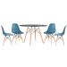 Mesa redonda Eames 120 cm preto + 4 cadeiras Eiffel DSW Turquesa