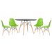 Mesa redonda Eames 120 cm preto + 4 cadeiras Eiffel DSW Verde claro