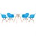 Mesa redonda Eames 70 cm + 4 cadeiras Eiffel DAW Mesa branco com cadeiras azul céu