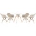 Mesa redonda Eames 70 cm + 4 cadeiras Eiffel DAW Mesa branco com cadeiras nude