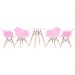 Mesa redonda Eames 70 cm + 4 cadeiras Eiffel DAW Mesa branco com cadeiras rosa claro