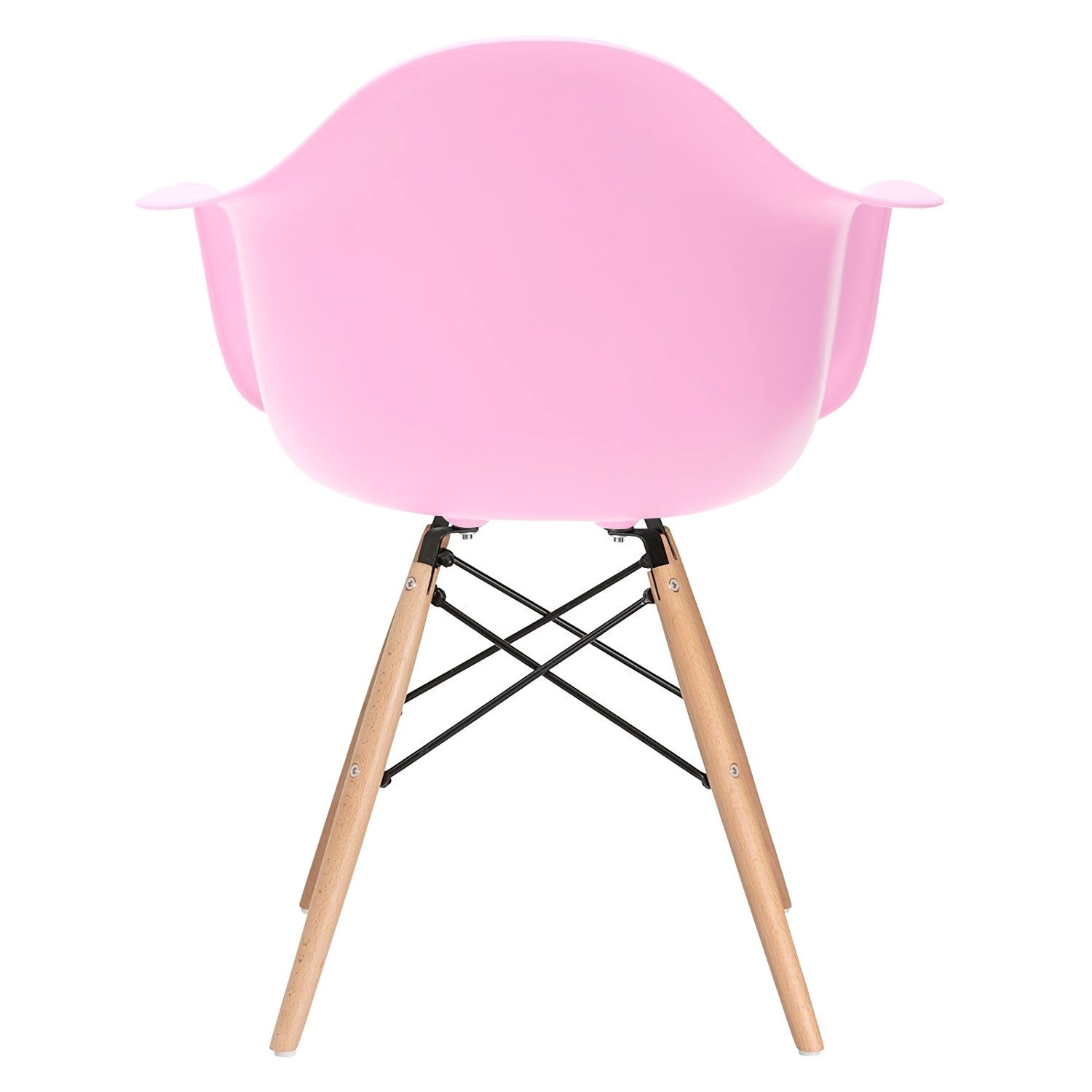 Mesa redonda Eames 70 cm + 4 cadeiras Eiffel DAW Mesa branco com cadeiras rosa claro