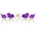 Mesa redonda Eames 70 cm + 4 cadeiras Eiffel DAW Mesa branco com cadeiras roxo