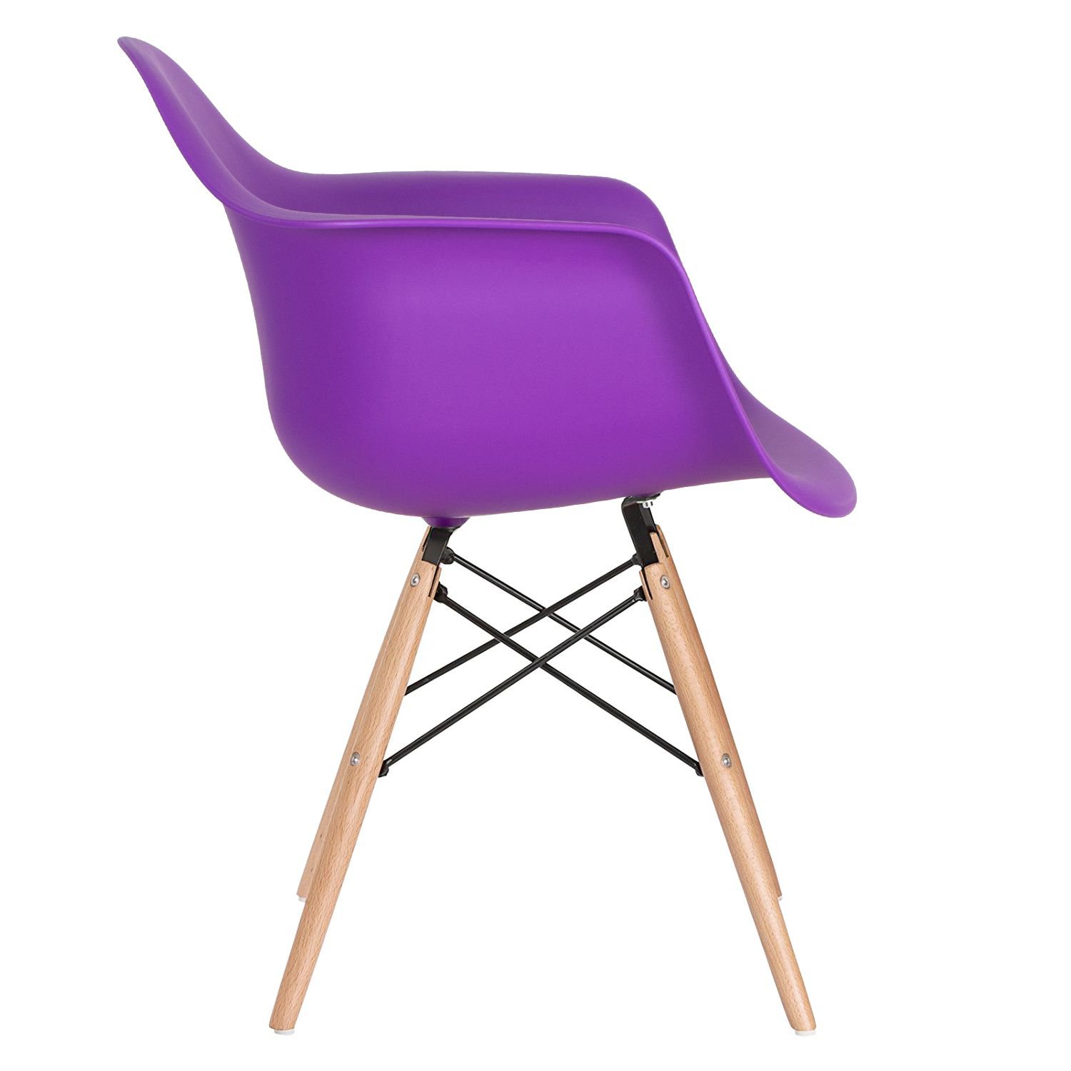 Mesa redonda Eames 70 cm + 4 cadeiras Eiffel DAW Mesa branco com cadeiras roxo