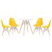 Mesa redonda Eames 70 cm + 4 cadeiras Eiffel DSW Mesa branco com cadeiras amarelo