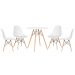 Mesa redonda Eames 70 cm + 4 cadeiras Eiffel DSW Mesa branco com cadeiras branco