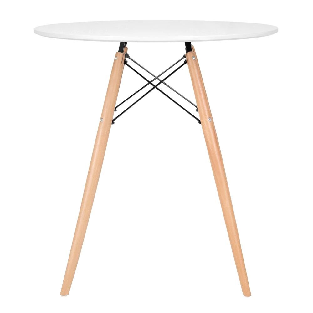 Mesa redonda Eames 70 cm + 4 cadeiras Eiffel DSW Mesa branco com cadeiras branco