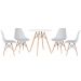 Mesa redonda Eames 70 cm + 4 cadeiras Eiffel DSW Mesa branco com cadeiras cinza claro