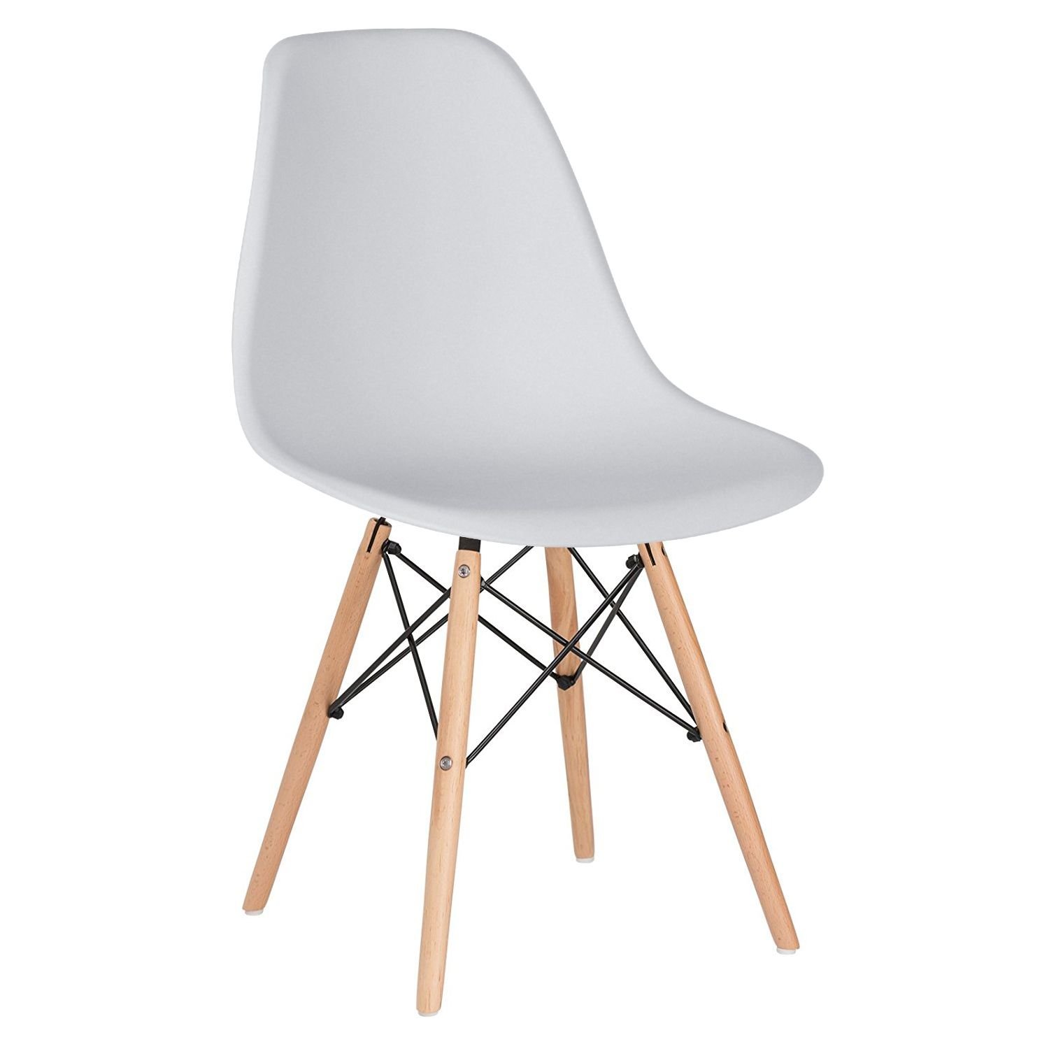 Mesa redonda Eames 70 cm + 4 cadeiras Eiffel DSW Mesa branco com cadeiras cinza claro