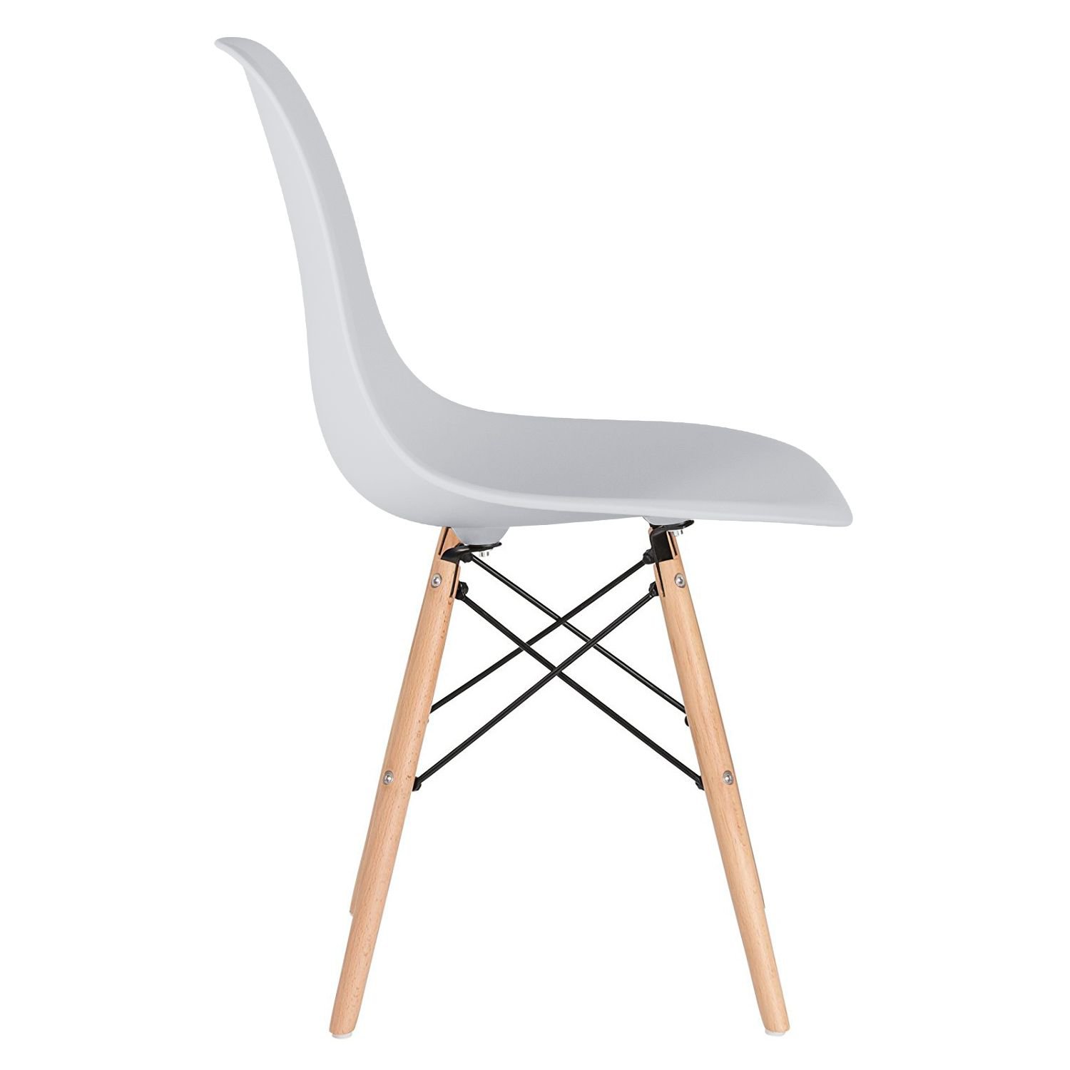 Mesa redonda Eames 70 cm + 4 cadeiras Eiffel DSW Mesa branco com cadeiras cinza claro