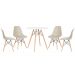Mesa redonda Eames 70 cm + 4 cadeiras Eiffel DSW Mesa branco com cadeiras nude