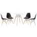 Mesa redonda Eames 70 cm + 4 cadeiras Eiffel DSW Mesa branco com cadeiras preto