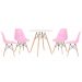 Mesa redonda Eames 70 cm + 4 cadeiras Eiffel DSW Mesa branco com cadeiras rosa claro