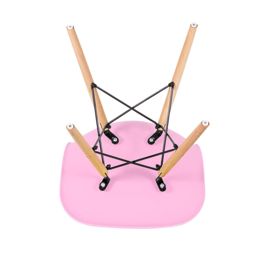 Mesa redonda Eames 70 cm + 4 cadeiras Eiffel DSW Mesa branco com cadeiras rosa claro