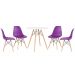 Mesa redonda Eames 70 cm + 4 cadeiras Eiffel DSW Mesa branco com cadeiras roxo